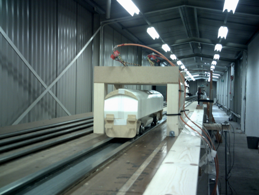 Moving model rig Moving model tests underway on experimental rig